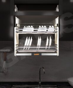 Giá bát đĩa nâng hạ cơ, nan dẹt, inox 304 Garis GL06.90E